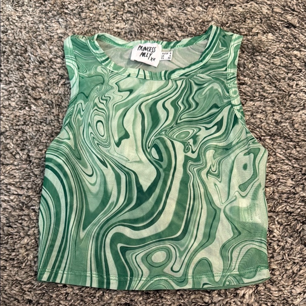 Princess Polly Green Swirl Crop Top